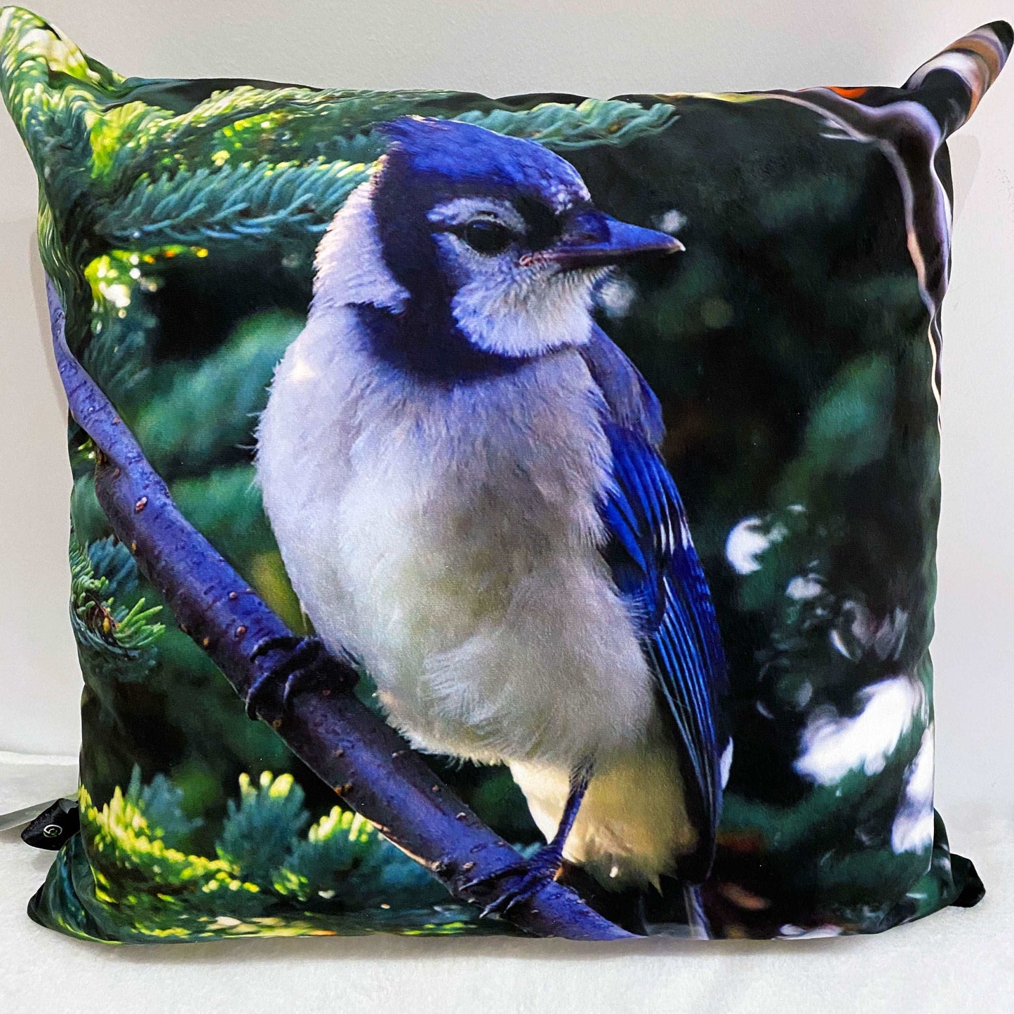 Coussin 18x18 Geai bleu sur branche CS-1818-005