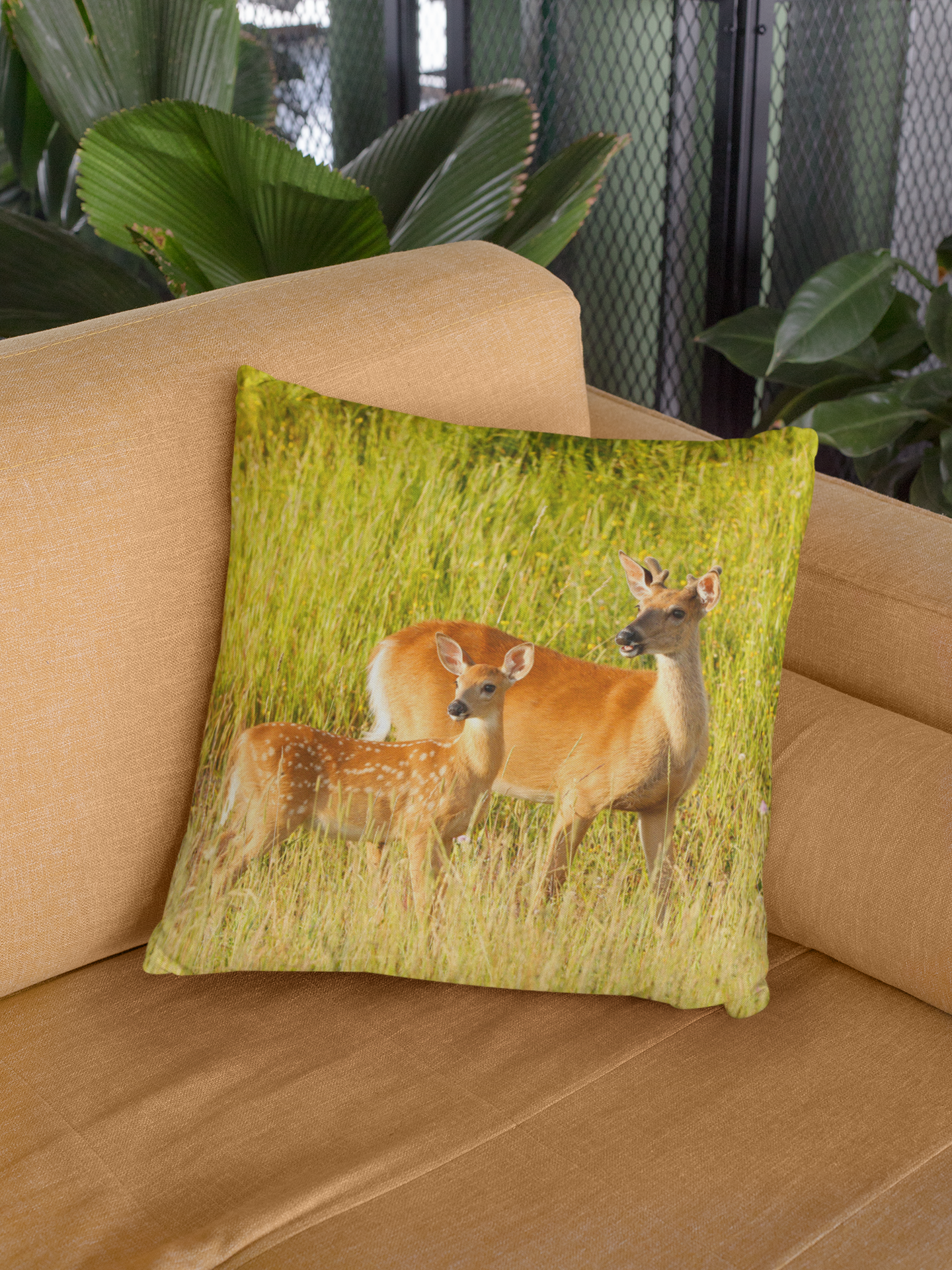 Coussin 18X18 Cerf et Faon CS-1818-015