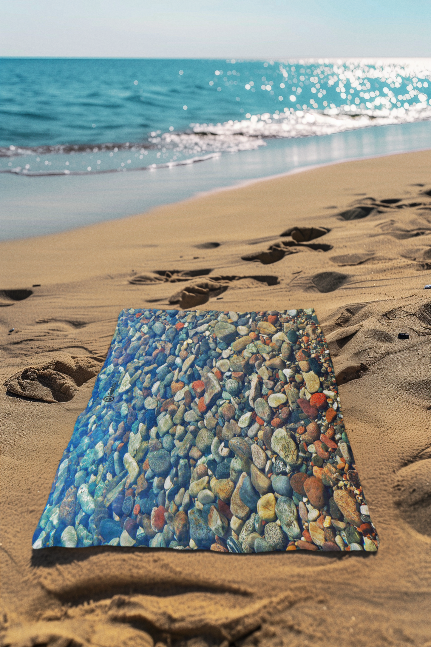 Serviette de Plage Roches sous l'eau/Vagues sur rivage