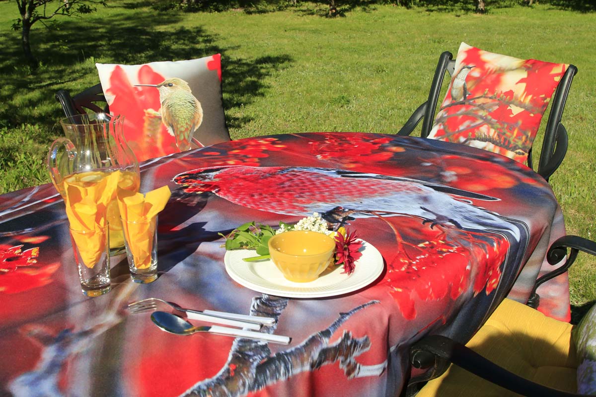 Gabphoto nappe Durbec ambiance table en extérieur 2