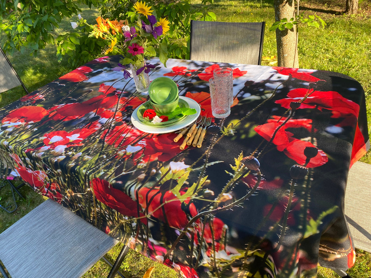 Nappes originales donnant un style particulier à votre cuisine ou salle à dîner! 100%polyester. Qualité d’Impression supérieure, par sublimation,donnant un rendu de couleurs vibrantes et stables, qui ne délavent pas. Encres écologiques sans solvants, à base d’eau. Durable ,supportant une utilisation quotidienne. Facile d’ entretien.Lavage à l’ eau froide, cycle délicat et séchage courte durée à la sécheuse. Sans repassage,anti tache si celle ci est nettoyée rapidement. Différents formats disponibles.