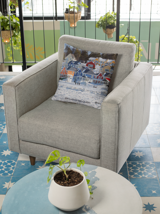 Coussin 18x18  Ste Luce maisons Hiver CS-1818-043