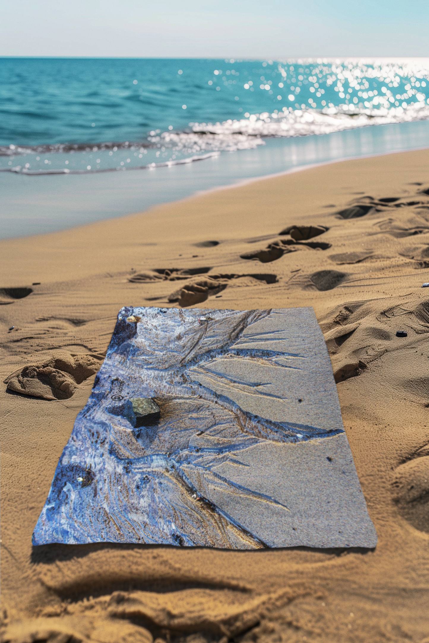 Serviette de Plage Roches sous l'eau/Vagues sur rivage