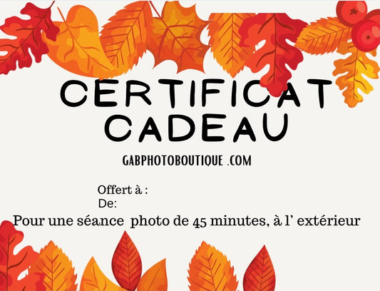 Certificat Cadeau Gabphoto 25$